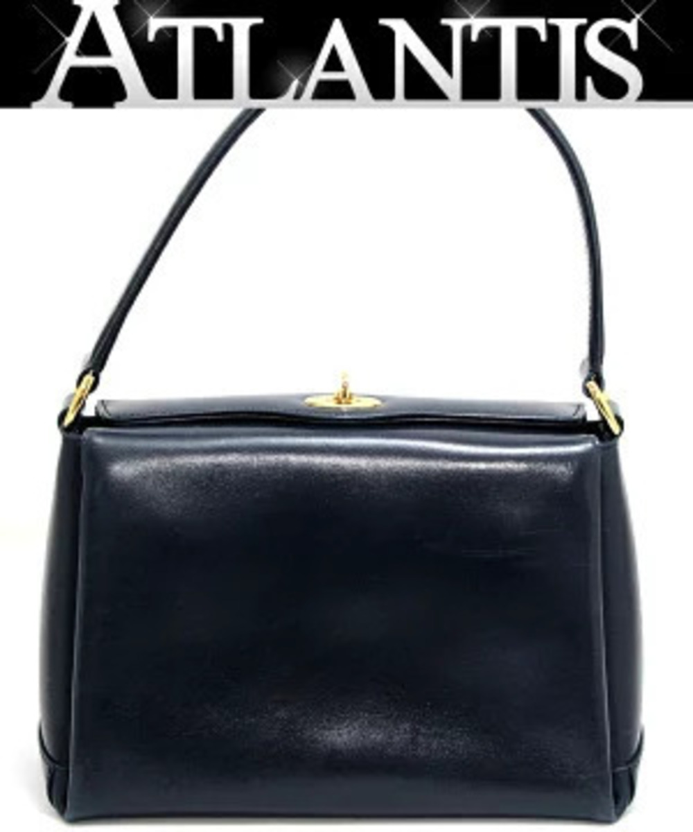 Gucci Turnlock Handbag Navy Blue Calf Leather